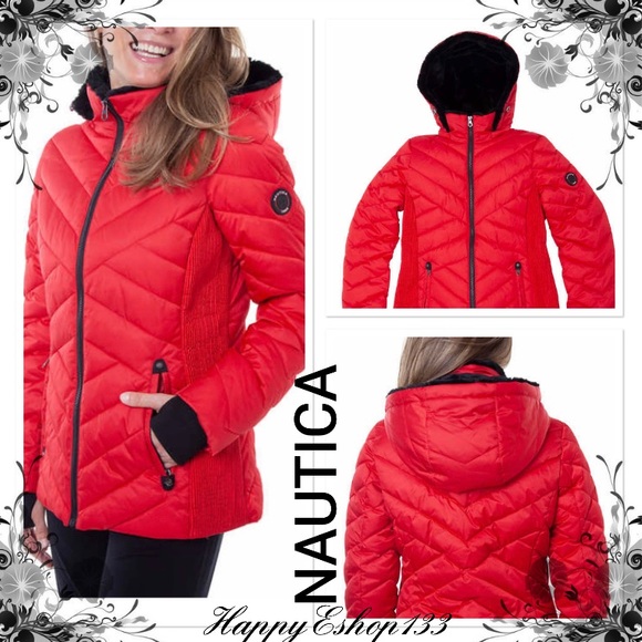 Nautica Ladies' Hooded Puffer Jacket, Red - Picture 9 of 9